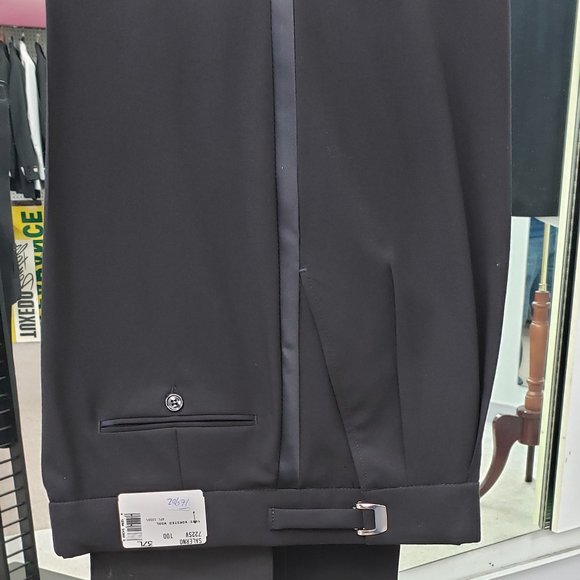 Salerno 100% Worsted Wool Black Trousers - Picture 1 of 4